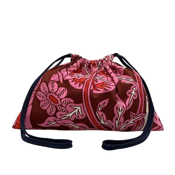 HERMES Petit H - Pink Red Multi Silk Pouch 437-061025 - Picture 1 of 7
